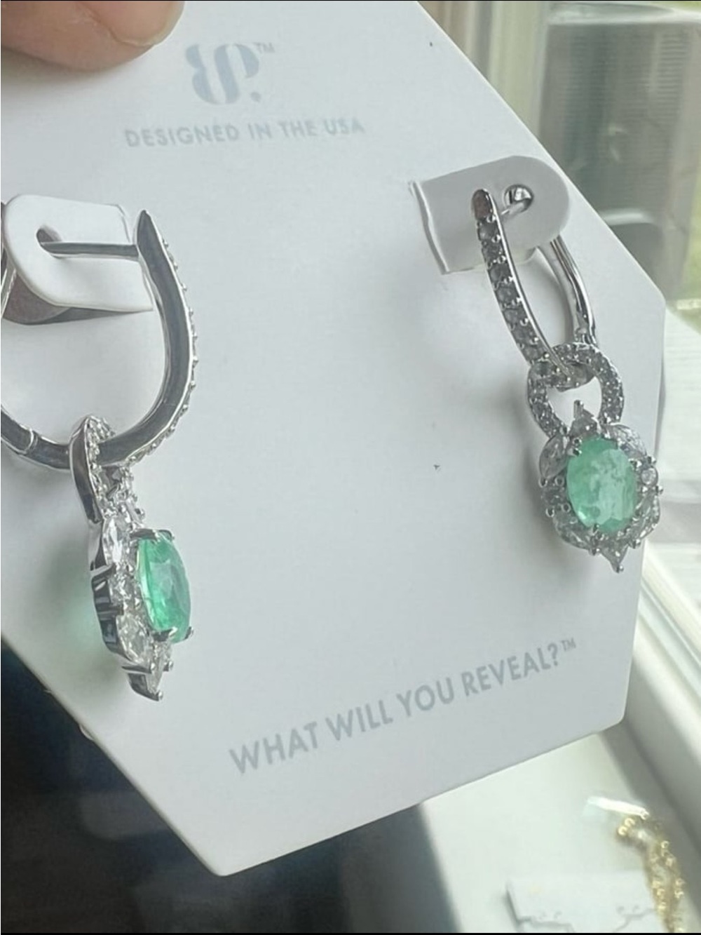 RBP marina earrings lab created mint green tourmaline fused with quartz NWT